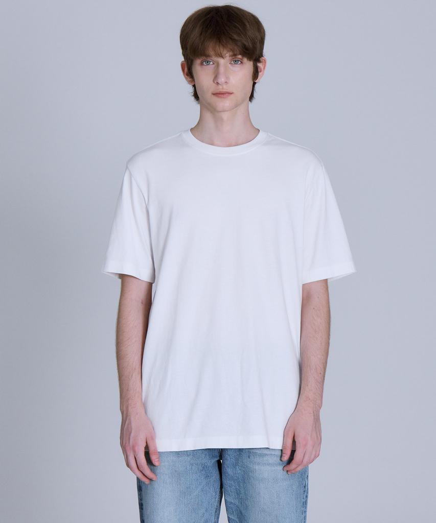 BASIC HOUSE Uni Layered Round Short Sleeve T-Shirt Standard Length White (+4Cm) Lats0114