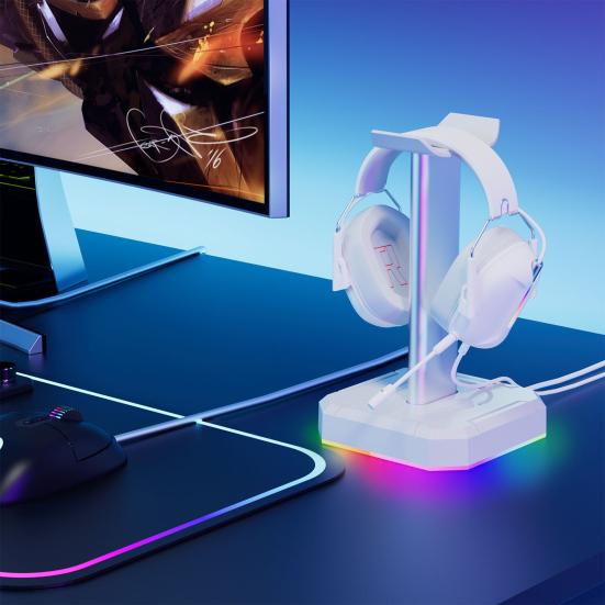 1 Set Headphone Backlight Aluminum Headphone Stand RGB Display Bracket Vertical Gaming Headset