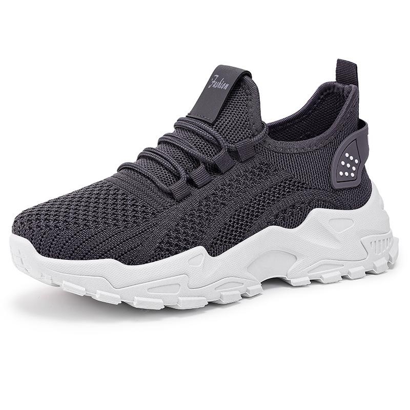 Women's Casual Sports Shoes Fashion Knitted Sneakers Breathable Mesh Lace-up Design