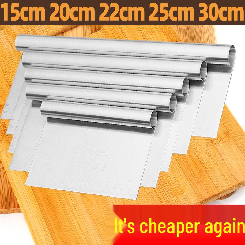 Stainless Steel Dough and Noodle Scraper with Scale - Non-Stick, Multi-Use Cutting Tool for Baking and Cooking