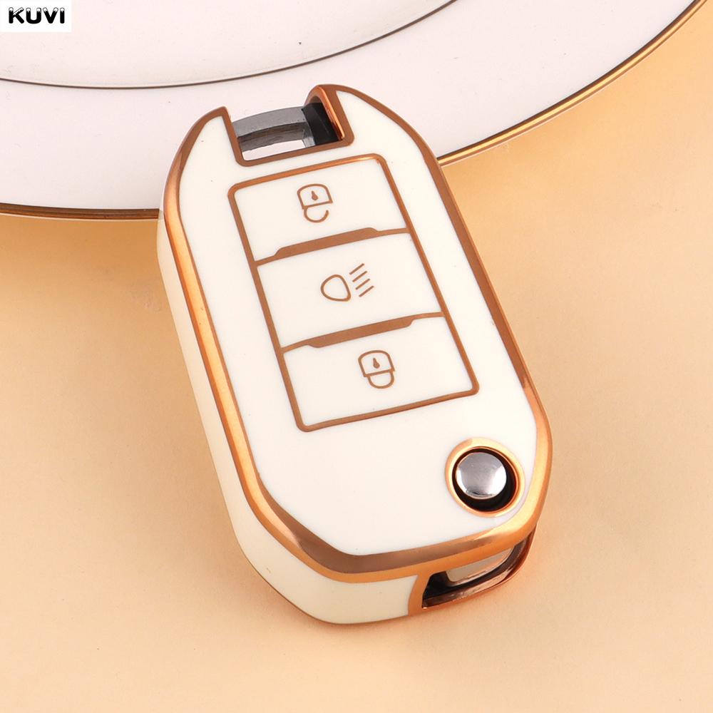 Hot TPU Car Flip Key Case Cover Shell For Peugeot 208 308 408 508 2008 3008 4008 5008 For Citroen C3 C4 CACTUS C6 C8 Accessories