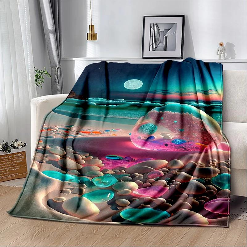 2025 New Style Beauty Colorful Pebble Road Beach Stone Scenery Blanket,Soft Throw Blanket for Home Bedroom Bed Sofa Cover Kids