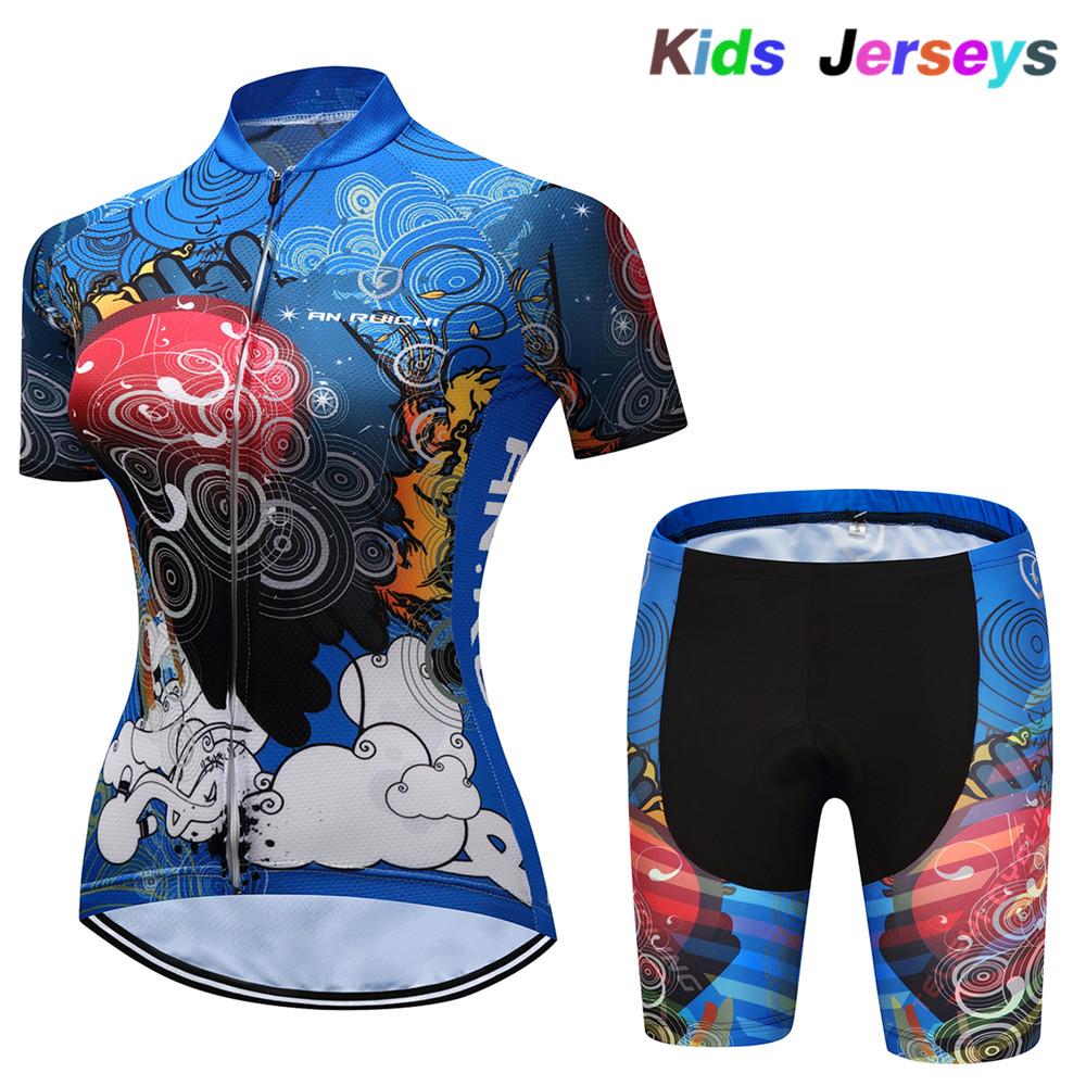 2026 Girls Cycling Jersey Set Ropa Ciclismo Cycling Kit for Kids Summer Breathable Cartoon Bicycle Jersey Suit Children Clothes