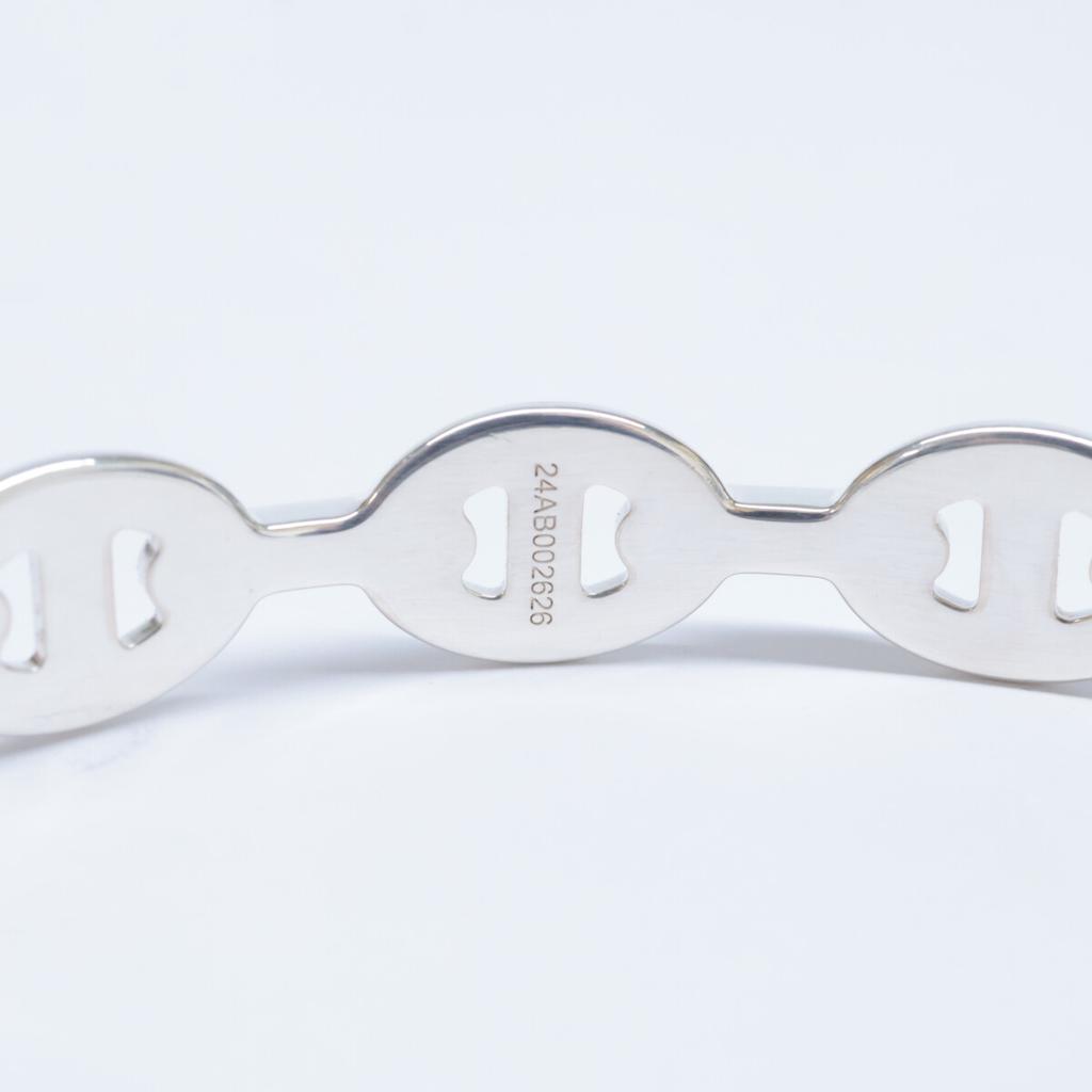 HERMES Finished 925 Chaine d'Ancre Enchaine MM Bangle LG SilverUsed