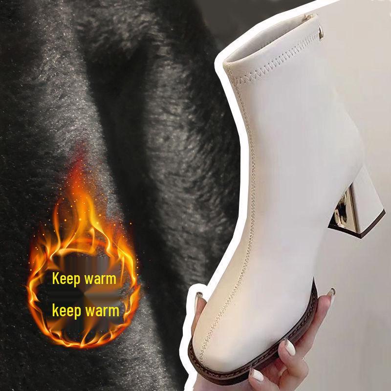 Women's 2025 Slimming Martin Boots: Comfortable Square Toe, Chunky Heel, Soft Sole, Plus Velvet Ankle Boots, Versatile & Fashionable.