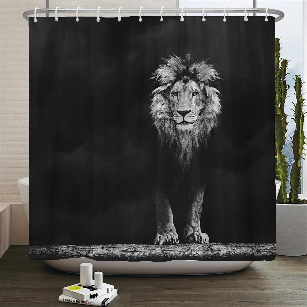 Animals Printed Lion, Tiger, Cat,Elephant,3D Bath Curtains Waterproof Polyester Cloth Washable Bathroom Shower Curtain With Hook