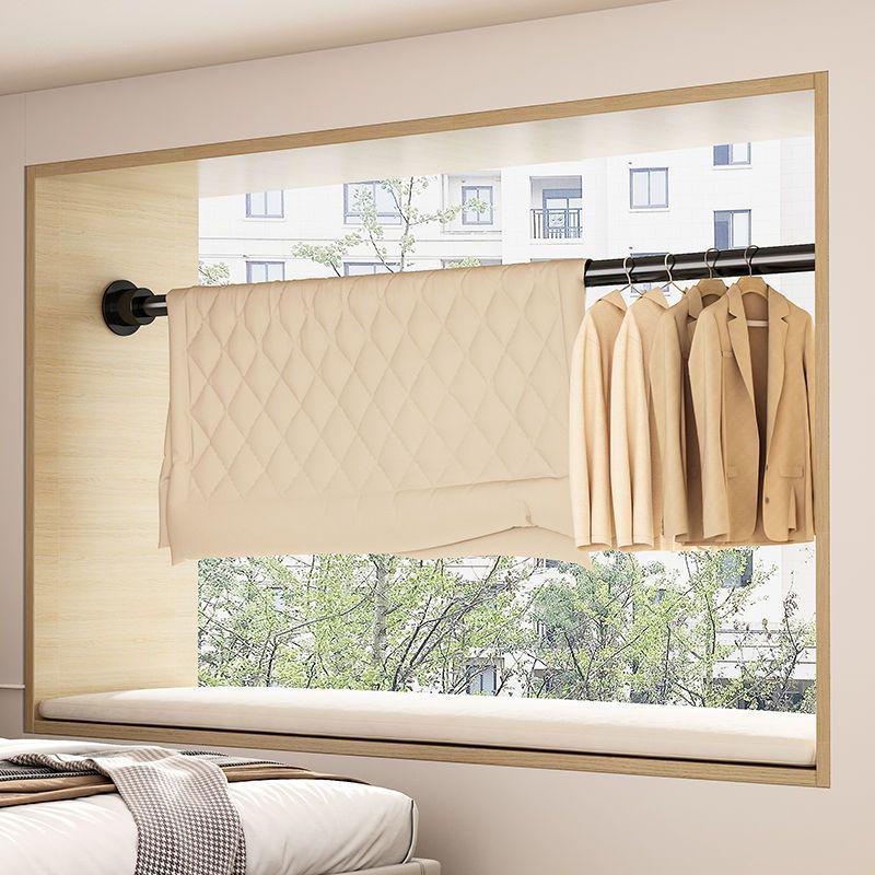 Retractable No-Punch Clothes Drying Rod for Balcony/Bathroom - Multi-Use as Drying or Curtain Rod.