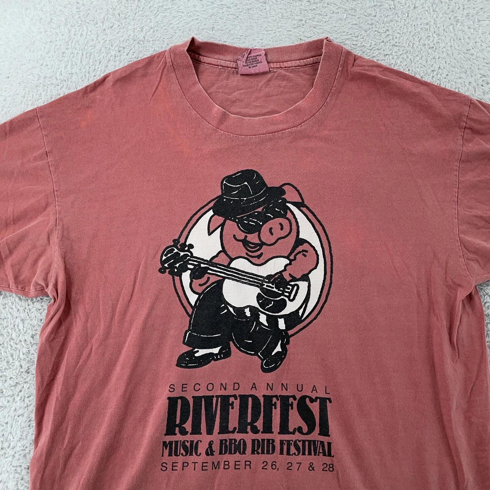 

Vintage 1997 Riverfest Concert T-Shirt Large Music BBQ Rib Festival Pennsylvania 3XL