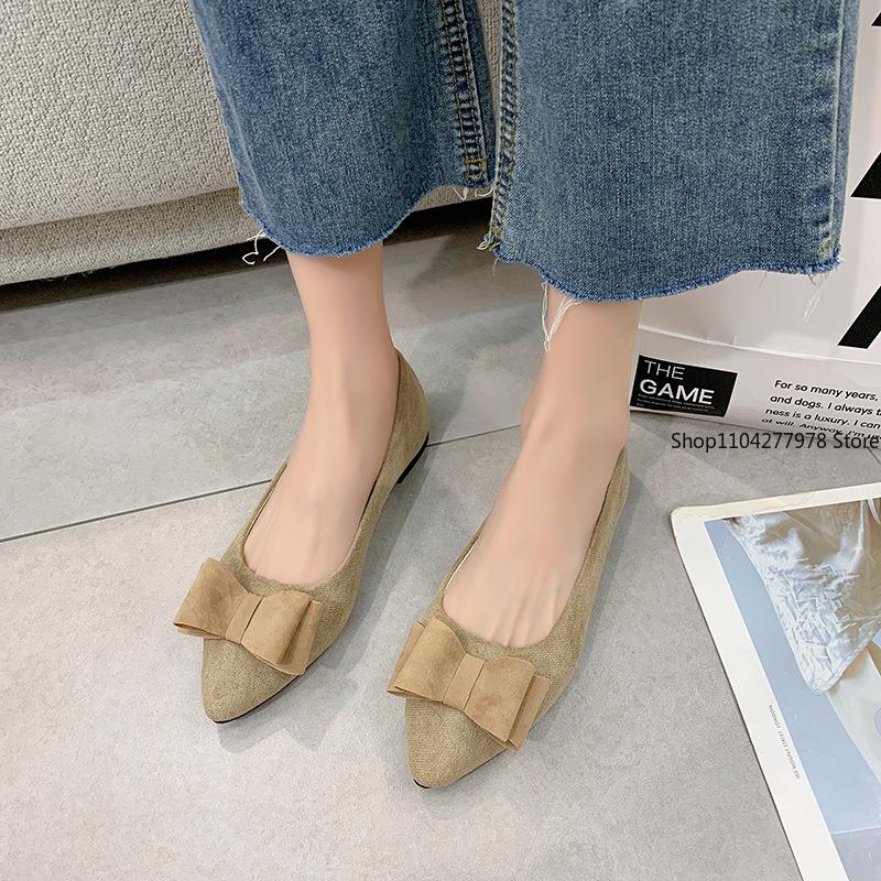 Fashion Summer Fashionable Comfortable Versatile Women's Shoes Flats Casual Simple Wear-resistant Flat Bottom Bow Shoes Large Size 43