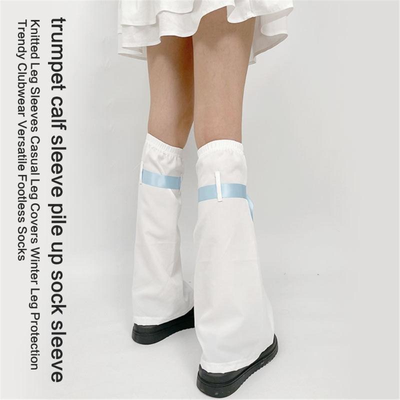 Aesthetic Vintage Wing Embroidered Leg Warmer for Women Harajuku Streetwear Fashion Knee Length Flared Leg Sleeve Cover