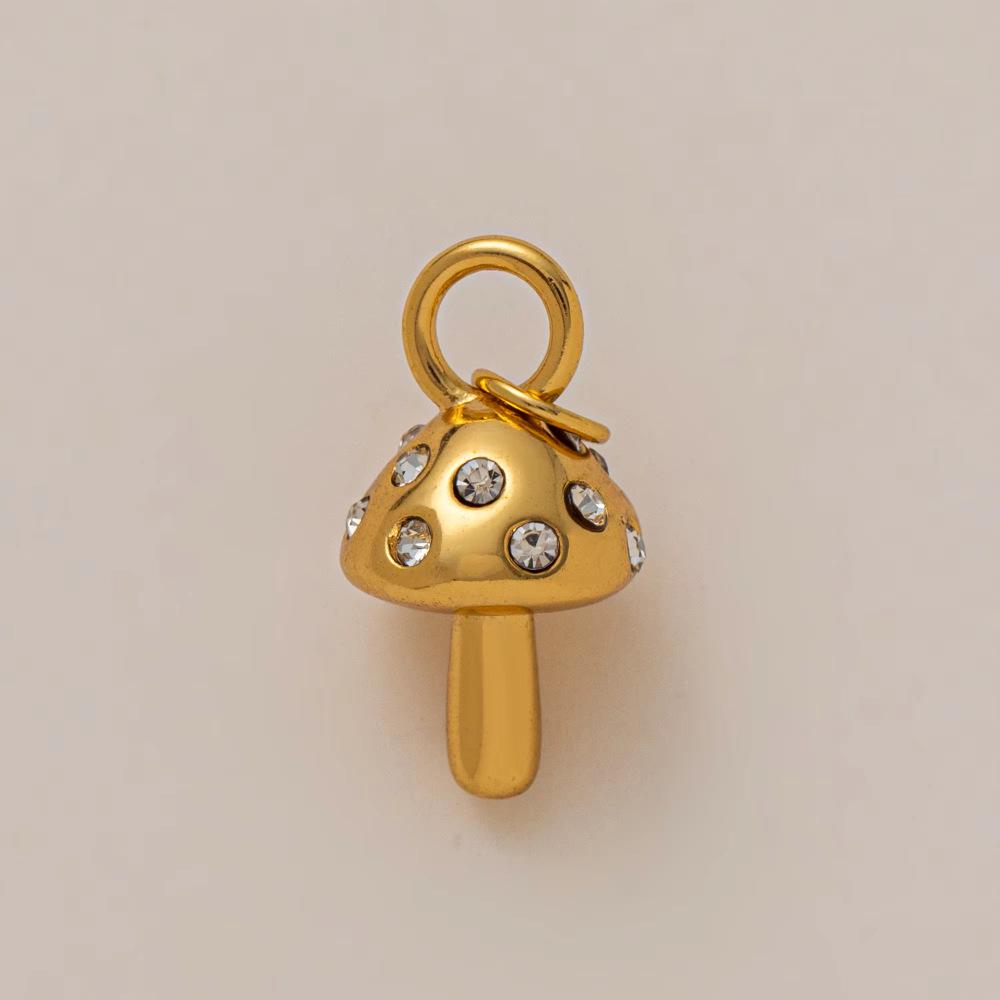 18K Gold Retention Stainless Steel Mushroom Pendant for DIY Accessories