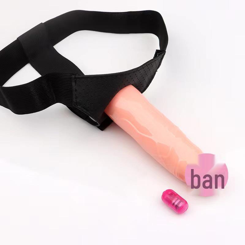 Unisex Realistic Dildo Hollow Leather Pants with Vibrating Masturbator