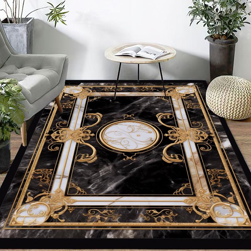 Luxury Lounge Rug Sofa Side Large Area Rugs European Marble Decor Living Room Carpet Soft Anti Slip Bedroom Floor Mat 160x230cm