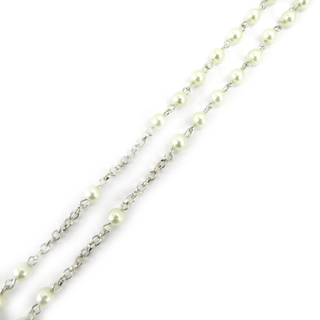 Les Trésors De Lily [L1641] - Silver Ivory 'Mystic Cross' Designer Necklace