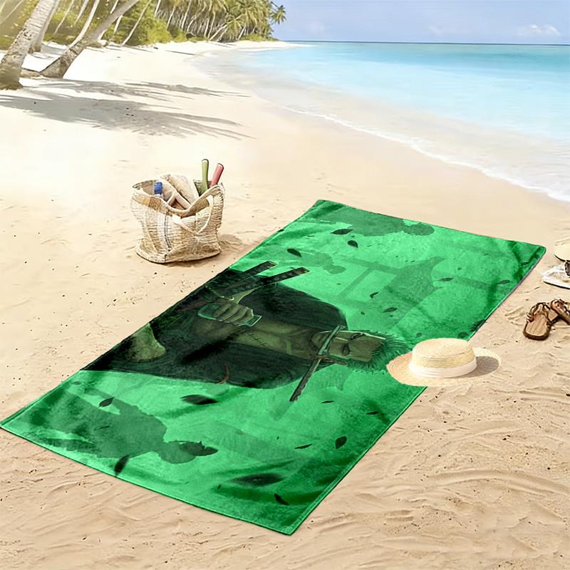 Roronoa Zoro Wano Print Beach Towel, Large Soft Quick Dry Towel for Beach Camping Swimming