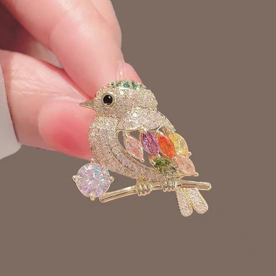 Rhinestone Brooch Sparkly Bird Butterfly Leaves Lapel Pin Women Sunflower Brooch Pin for Sweaters Hats Coats Scarves