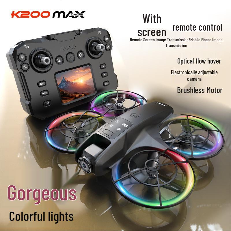 K200 Drone: Brushless, Screen-Integrated, Optical-Flow Positioning, Color Lights, Fully Protected Remote-Controlled Aircraft.