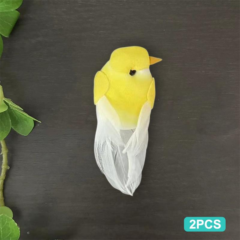 2Pcs Cute Artificial Birds Fake Foam Animal Simulation Feather Birds Models Tit Diy Craft Home Garden Floral Ornament Decoration