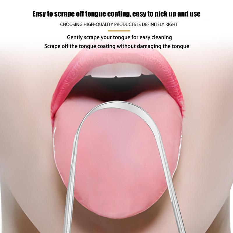 1Pcs Stainless Steel Tongue Scraper U-Shaped Metal Fresh Breath Cleaning Coated Tongue Toothbrush Oral Hygiene Care Tools