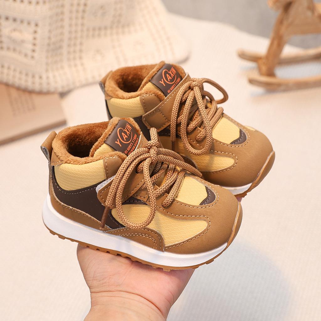 Zimowe Modne Bawełniane Buty Dziecięce dla Chłopców Miękkosolowe Wszechstronne Buty Codzienne Podwójna Bawełna Podszyte Polarem Ciepłe Buty do Biegania