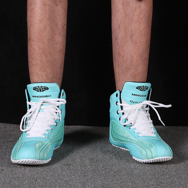 Boxing shoes men's large size wrestling fighting Sanda squat training shoes fighting match high top wear-resistant sports shoes