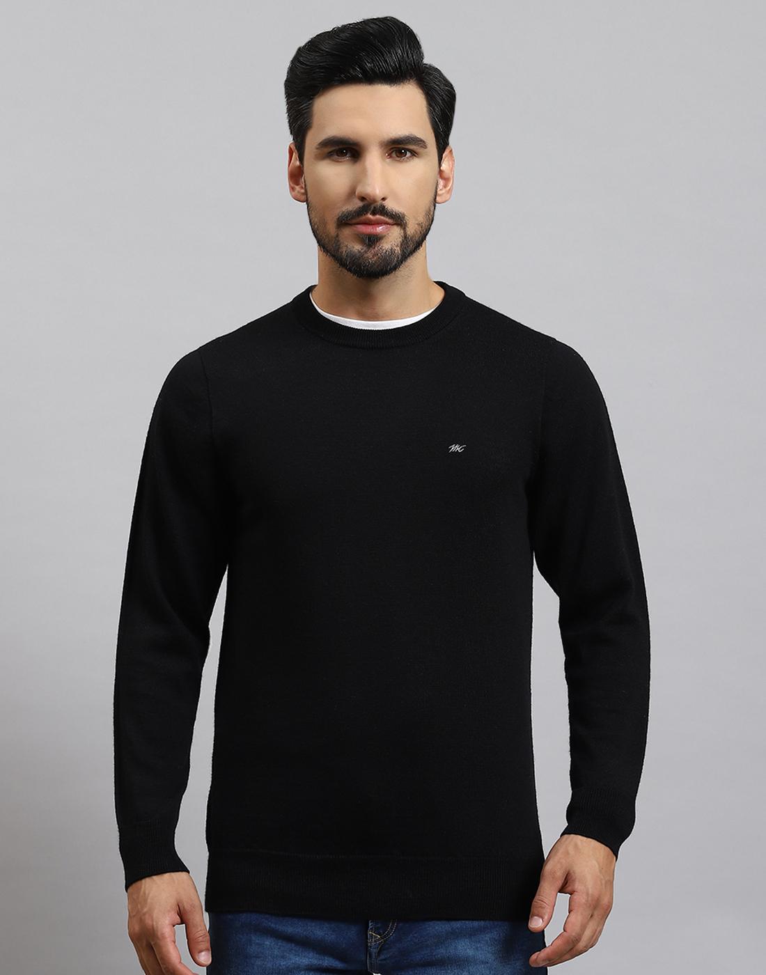 

Monte Carlo Mens Solid Black Round Neck Full Sleeve Pullover 2XL чёрный