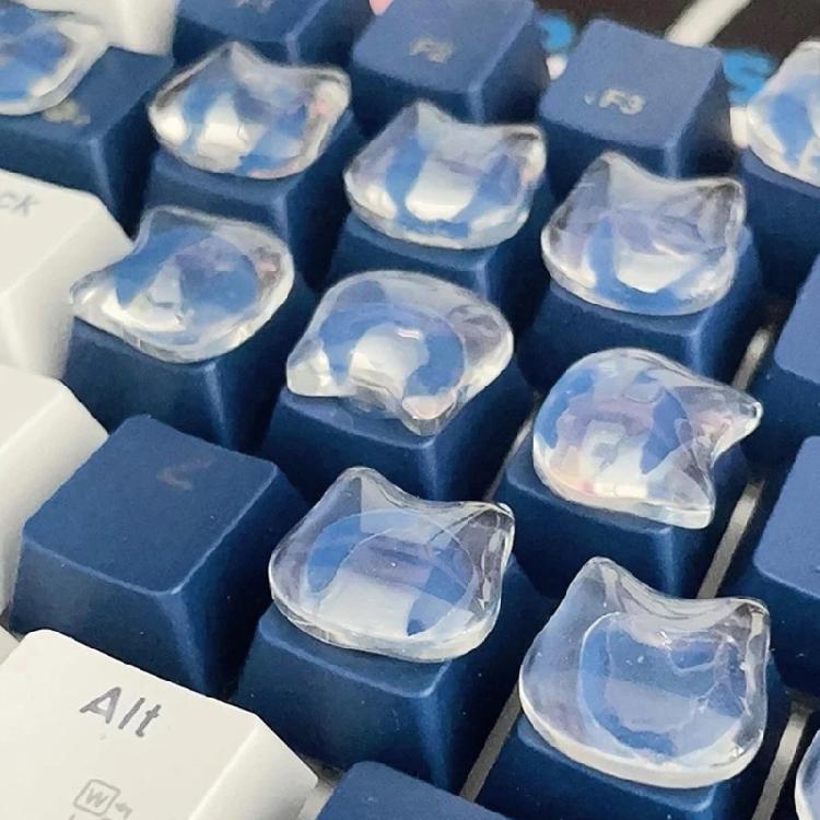 20pcs Glass Like Clear Cats Face Keyboard Top Quick Installation & Reusable Caps Protect Manicures While Typing