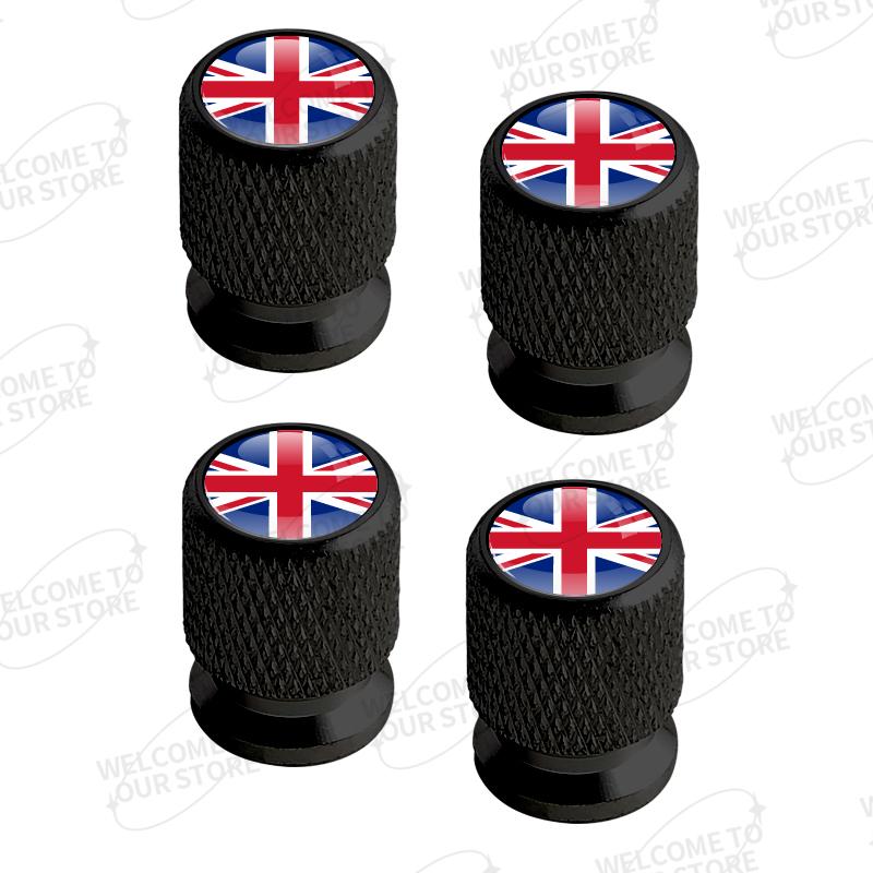 Aluminum For Union Jack Flag Logo Mini Cooper Jaguar Land Rover Vauxhall Lotus 4pcs Car Decor Wheel Tire Valve Caps Stem Cover TB1