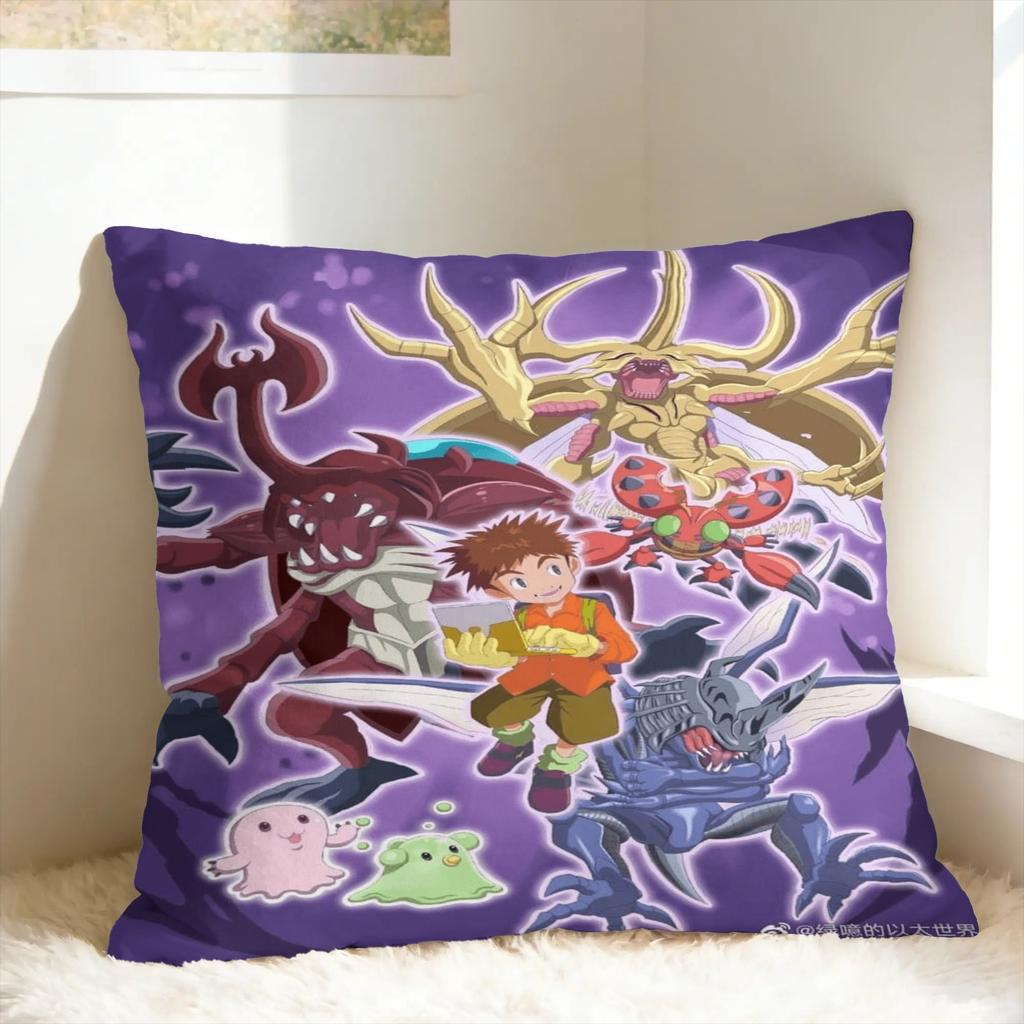 Pillow Cover Anime D-DigimonS Retro Trendy Pillow Case For Sofa Car Home Decor Pillowcases