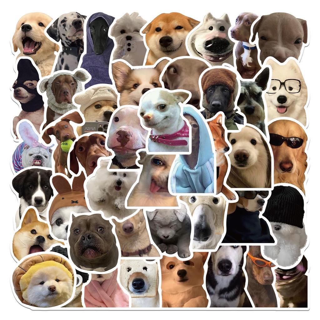 50 Cat & Dog Emoji Stickers: Waterproof for Suitcases, Water Bottles, Guitars