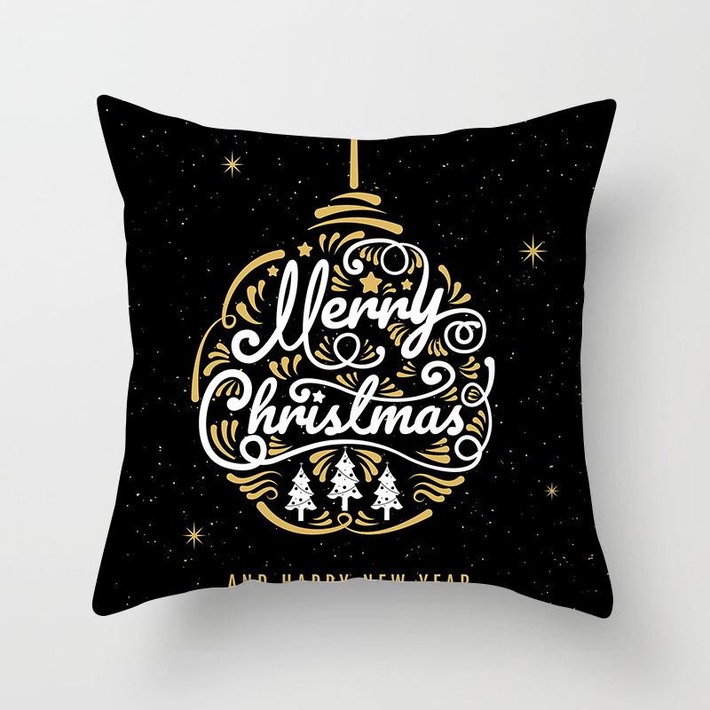 Happy New Year Christmas Elk Snowflake Printing Cushion Cover for Home Living Room Sofa Decoration Square Pillow Cover
