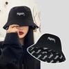 Nowy Dwustronny Kapelusz Bucket Hat Męski Damski Japoński Graffiti Litery Outdoorowe Kapelusze Przeciwsłoneczne Unisex Szerokie Rondo Składane Kapelusze Rybackie