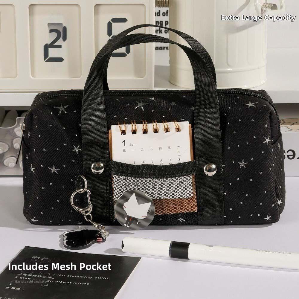 Pencil Pouch Star Dots Pencil Case Handheld Cloth Stationery Bag Korean Style Pen Bag  Office