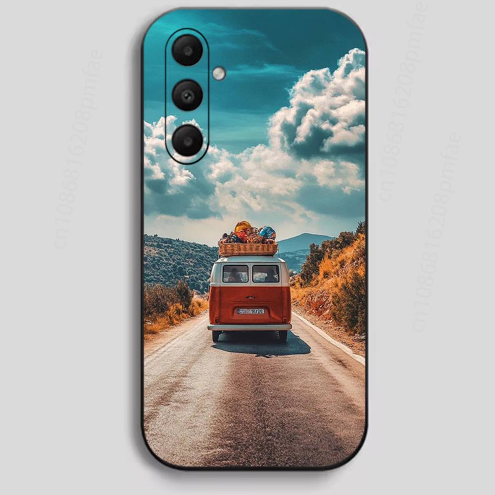 Retro Bus Road Trip Phone Case for Samsung Galaxy A73,23,53,33,24,72,22,52,32,54,A34 Soft Cover