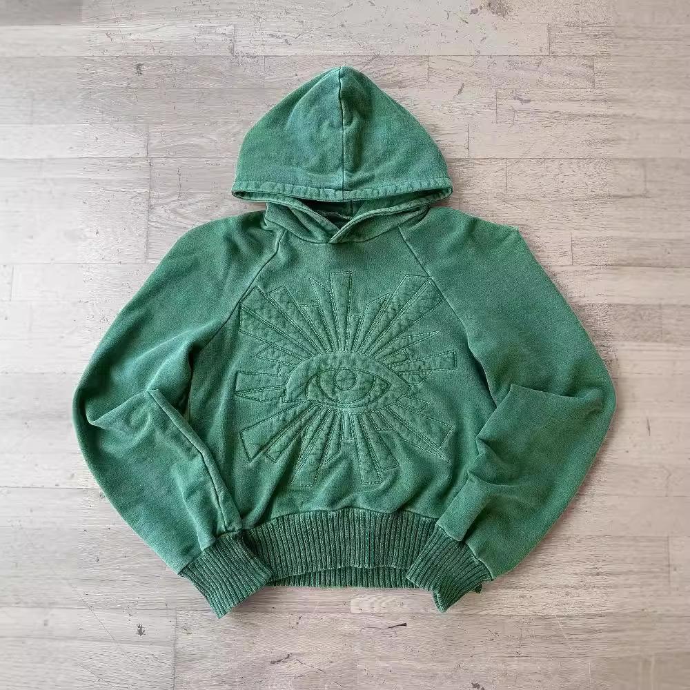 American street new Y2K men's and women's same Harajuku hip-hop pattern embroidered gothic pullover hooded sweater