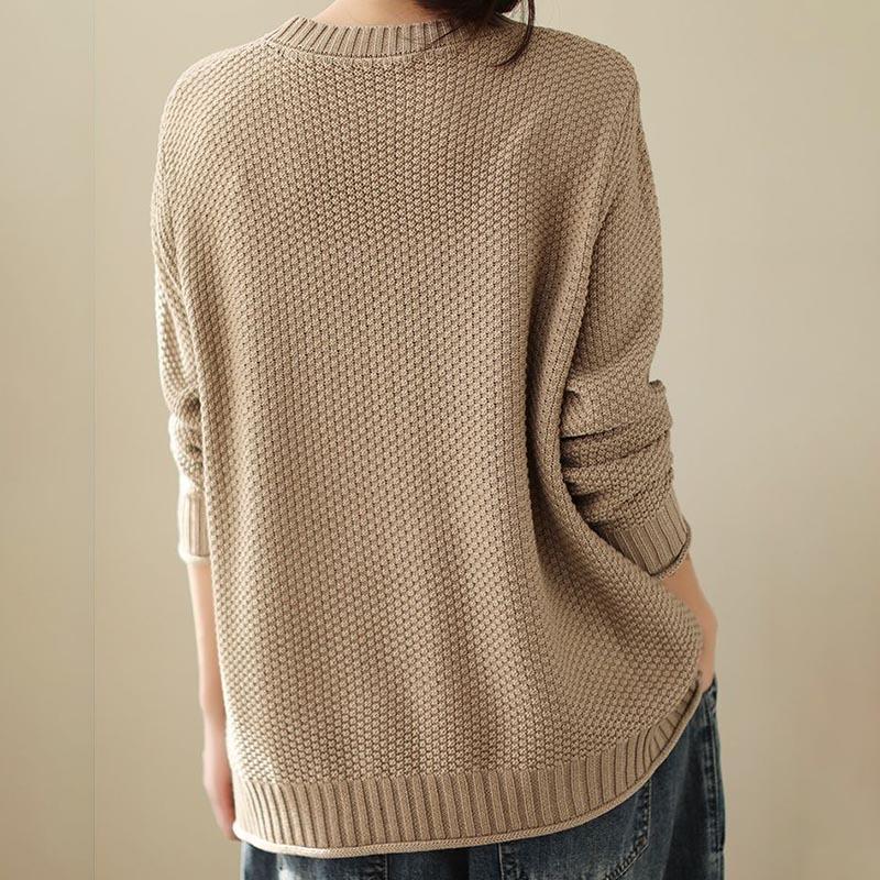 Maglione da Donna Autunno Inverno Girocollo Pullover Caldo Lavorato a Maglia Elasticizzato Manica Lunga Oversize Maglioni Top