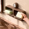 1/2 Grids Suction Cup Soap Holder Wall Mounted Soap Container Reusable Soap Storage Tray  Kitchen