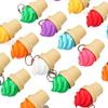 Ice Cream Cone Fidget Keychain 3D Printed Stress Relief Toy with Mechanical Keyboard Clicker Portable Decompression Gadget for Backpack Bag Keys Fun