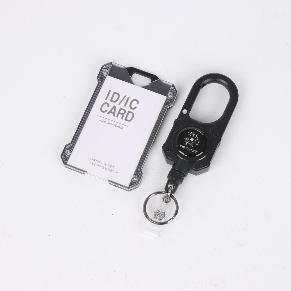 DEYI Retractable Badge Holders Durable ID Card Holder (Holds 2 Cards) with 31.5 Badge Reel Key Chain, 10,000+ Rebound