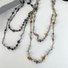 Retro Style Floral Bead Collarbone Chain Necklace With Aged Finish Alloy Jewelry Piece Perfect For Daily Wear