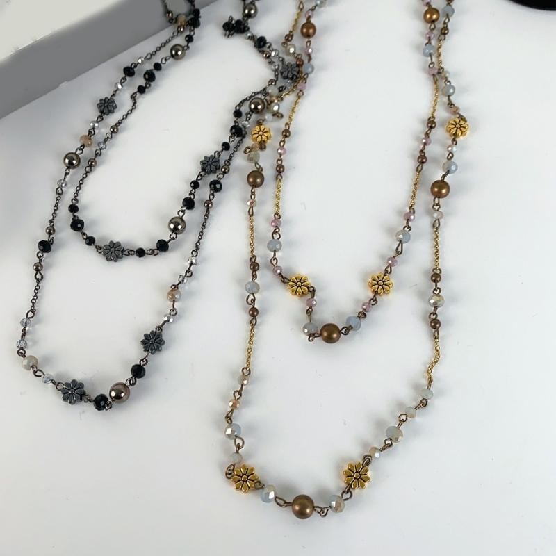 Retro Style Floral Bead Collarbone Chain Necklace With Aged Finish Alloy Jewelry Piece Perfect For Daily Wear