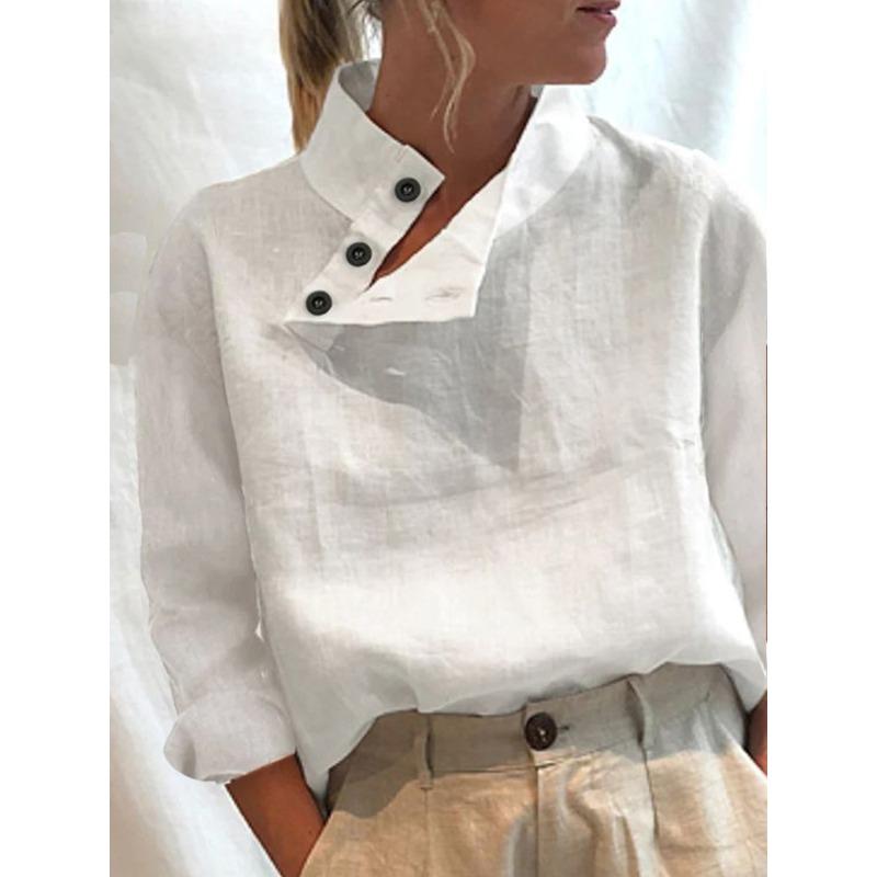 JPNTKY Women's Fashion Casual Solid Color Print Long Sleeve Blouses & Shirts