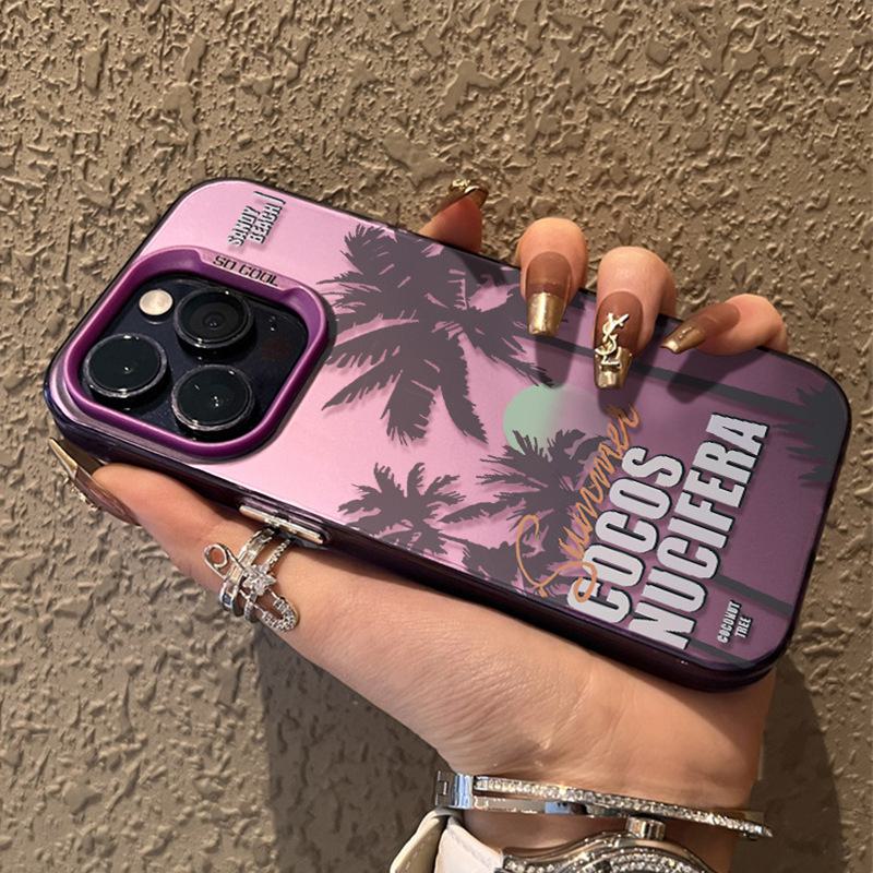 Coconut Tree Laser Case for iPhone 15 Pro, 14/13, 12, 11, Xs Max, Xr, Hard ProMax, Tide Edition.