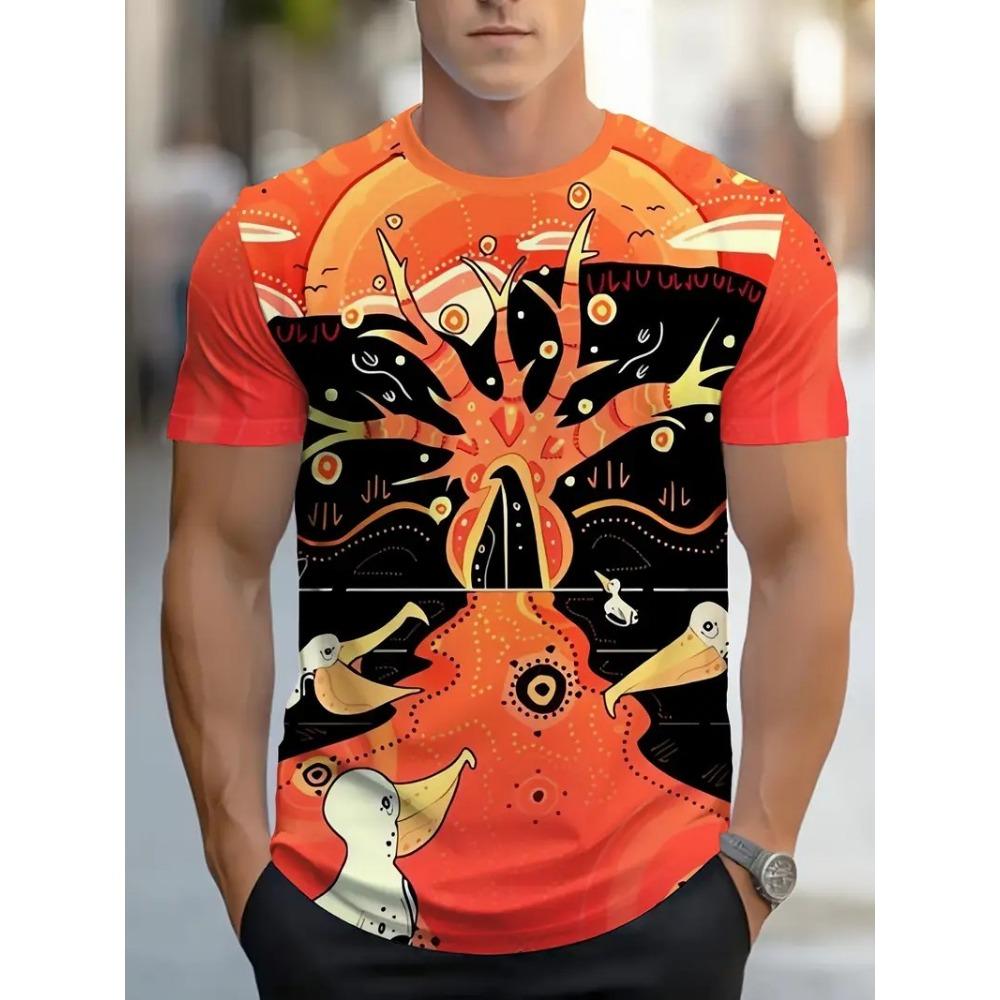Casual Fashion Trend Cartoon Pattern 3D Printed Men's Short Sleeved Round Neck T-shirt