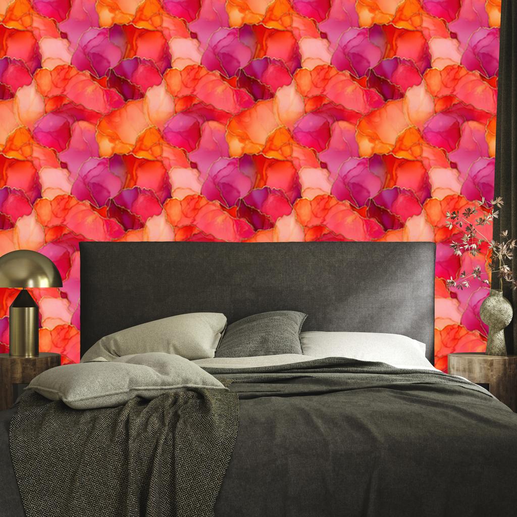Ink Red, Peach and Pink Wallpaper for Living Room and Bedroom 50x1000