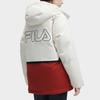 Fila Color Block Hooded Logo Print Casual Mid-Length Parka Down Jacket Women Outerwear Cloud-Mushroom-White F11W349905FWT