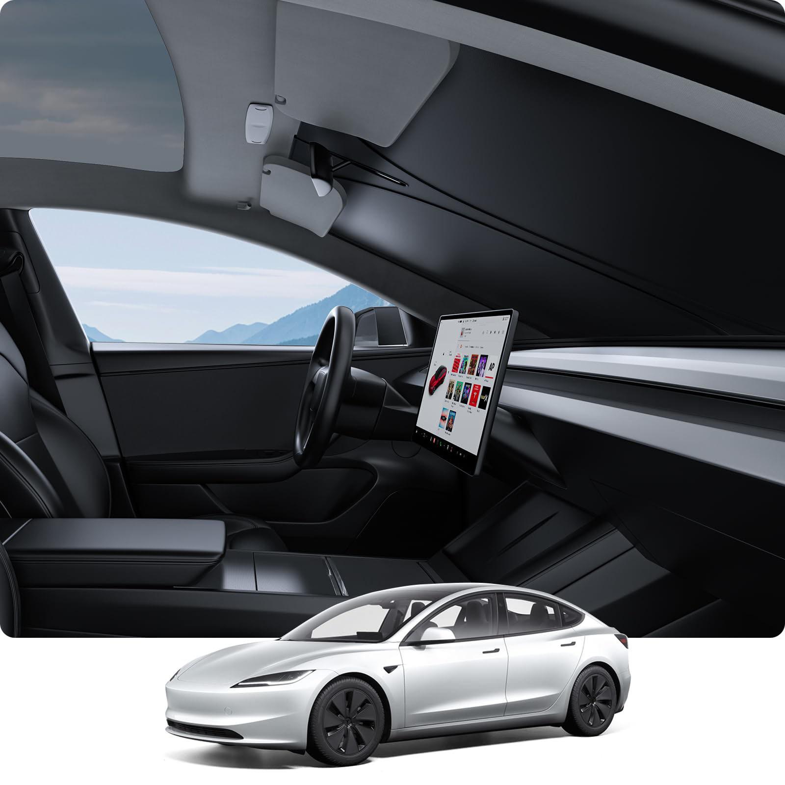 

BASENOR 2017-2026 Model Y Model 3 Солнцезащитный экран на лобовое стекло, Складная шторка от солнца на переднее окно, Полное покрытие, Теплозащитный УФ-козырек Аксессуары (Стандартный/Премиум/ One Size