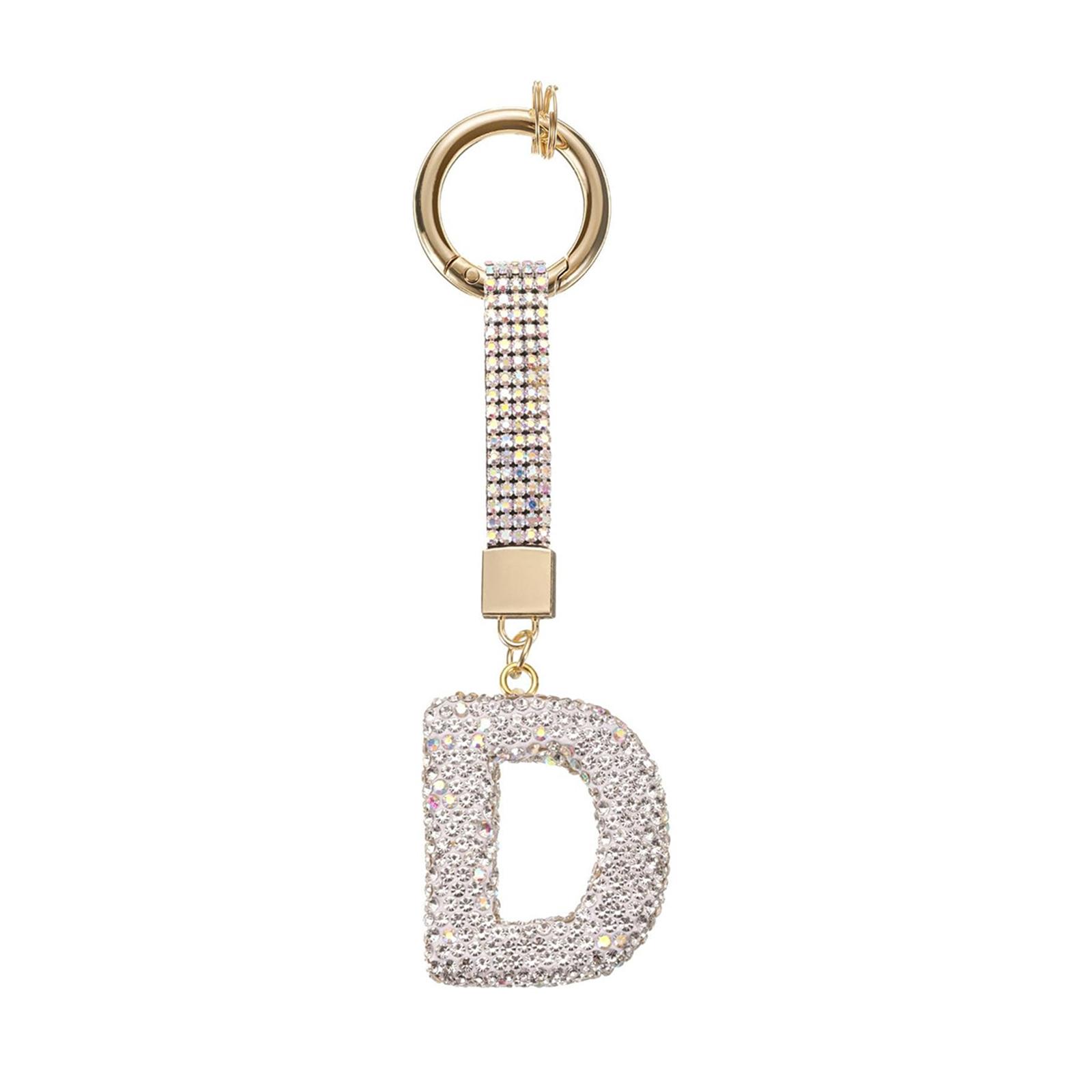

Персонализированный брелок с буквой, украшенный кристаллами, модное сплавное кольцо для ключей, подвеска для сумки для стильных женщин и мужчин D