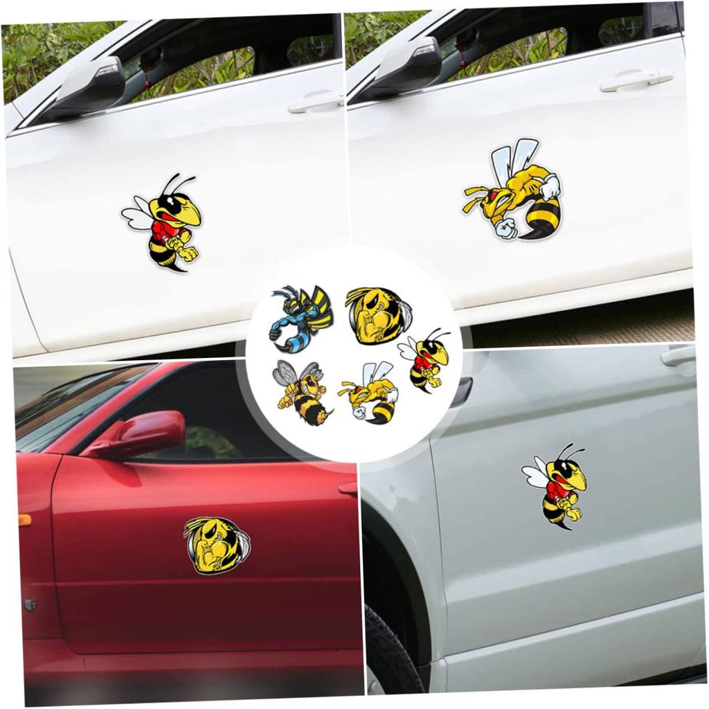 MOLUCKFU 5pcs Strong Bee Car Decoration Bee Sticker Car Clear Earphone Hook Car Sticker