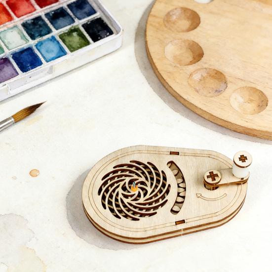 3D Visual Illusion Puzzle Toy DIY Handmade Mechanical Gear Turntable Educational STEM Toy Persistence of